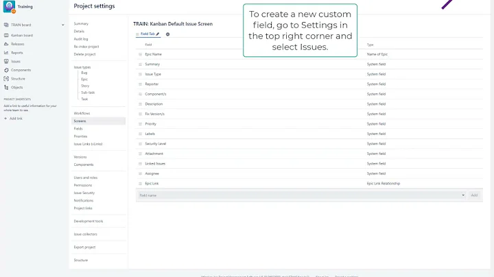 Jira Trianing | How to create a custom field