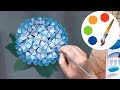 How to paint a Hydrangea, painting by a flat brush