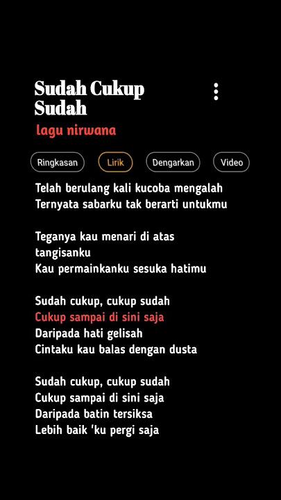 sudah cukup sudah - nirwana ( lirik lagu ) #shorts #lagugalau #liriklagu