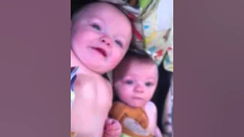 6 month old twins talking