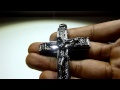 (SOLD)Lab Made Jewelry: $100 Black on Black &quot;Jesus on Cross&quot; pendant with FREE franco chain included