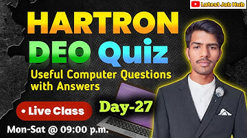 🔴 Live: 08 July 2024 | Hartron DEO Question Live Class 🔥 Hartron DEO Mock Test #computergk #hartron