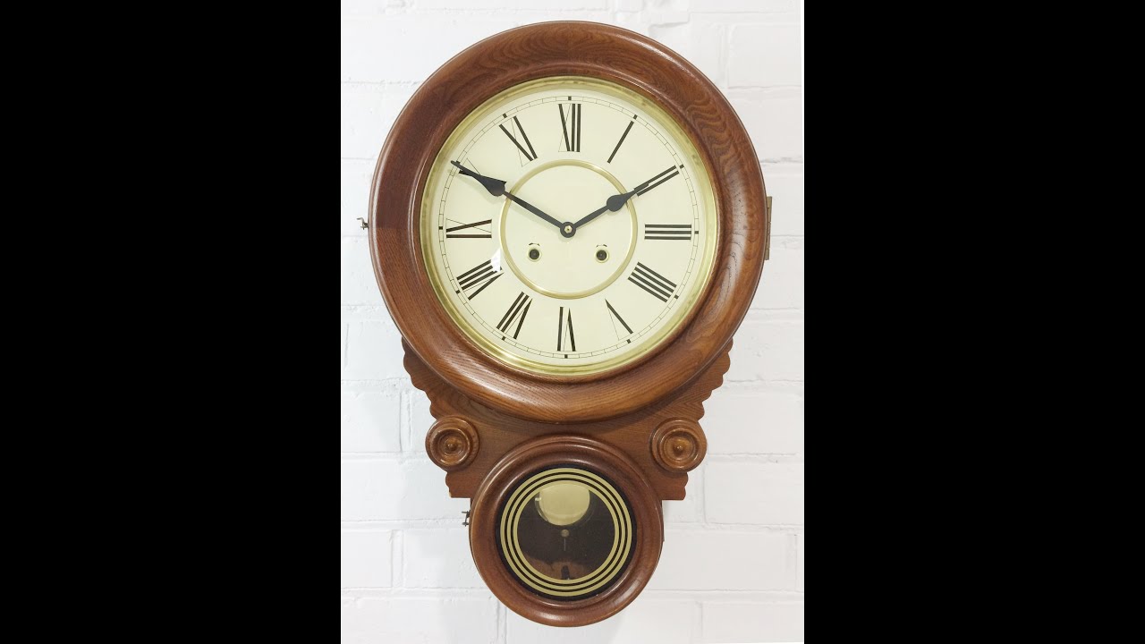 Clock Strike Sound Antique Dual Round Face Drop Dial Pendulum Wall Clock Strike Sound Antique Dual Round Face Drop Dial Pendulum Wall 856 Bidaway Exibit Collection