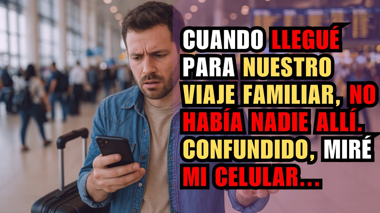 CUANDO LLEGUÉ PARA NUESTRO VIAJE FAMILIAR, NO HABÍA NADIE ALLÍ. CONFUNDIDO, MIRÉ MI CELULAR...