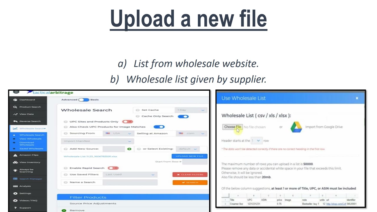 using Tactical Arbitrage to scan wholesale list from your supplier