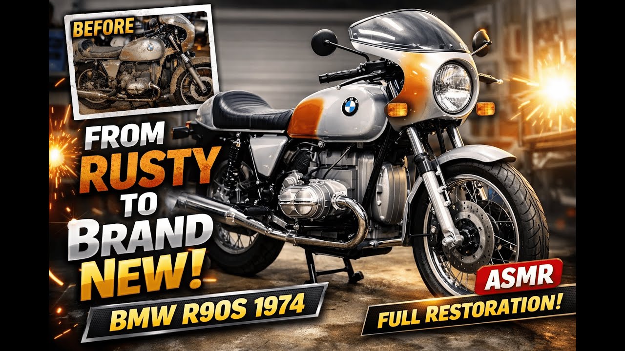 ASMR Motorcycle Restoration Full Rebuild of Silver BMW R90S 1974 from bad Condition to Looking Brand