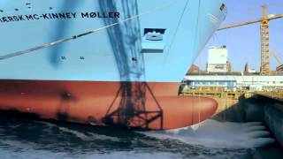 The Largest Ship in the World, the Maersk Triple E floats for the first time - time lapse