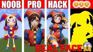 Pomni Girl REAL FACE minecraft pixel art noob vs pro vs hack