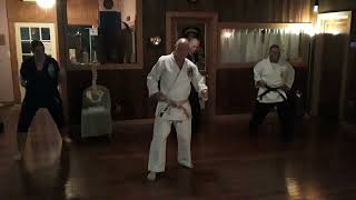 Doing 15 Isshinryu karate upper body basics with Sensei Charley Strazullo on Deck.