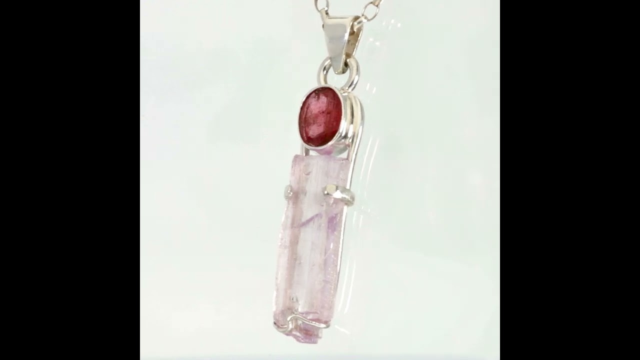 Pink Tourmaline & Kunzite Crystal Pendant