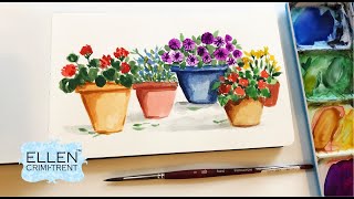 Sketchbook Painting Ideas/ Watercolor Flower Plants/ Step by Step Tutorial/ Easy for Beginners