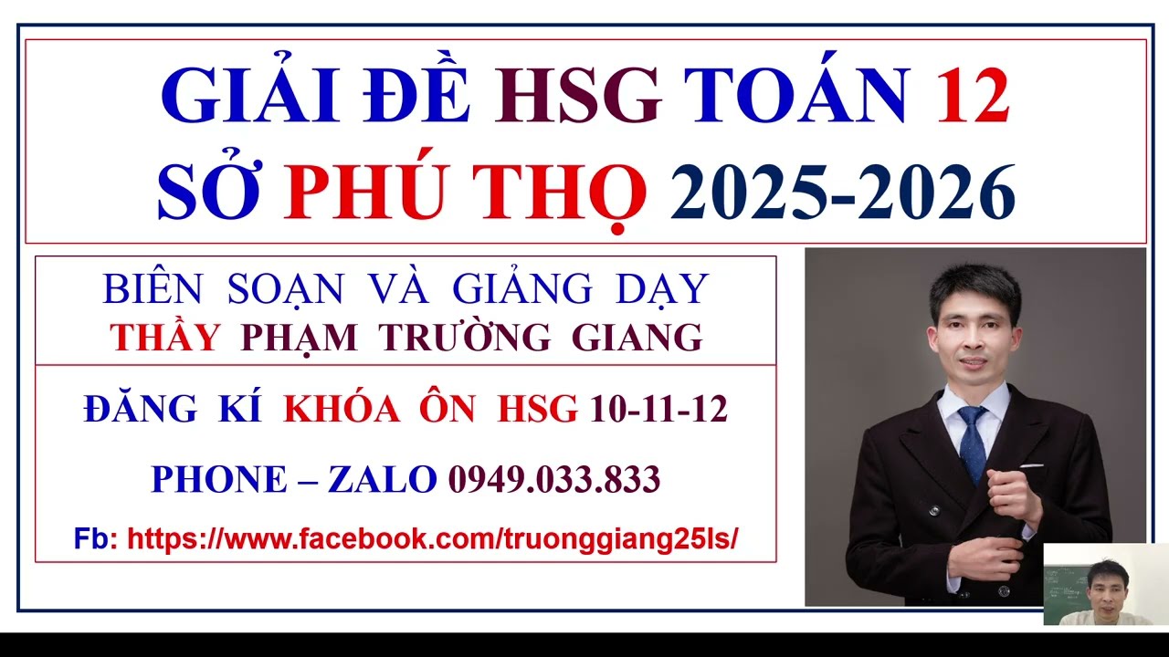 Giải đề HSG toán 12 Phú Thọ 2025-2026