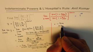 Indeterminate Powers of Rational Function with Exponent L'Hopital's Rule Application