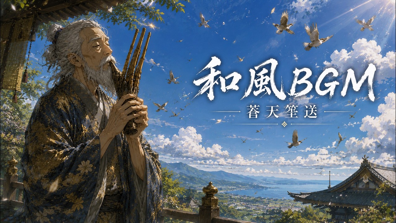 蒼天筆送 〜笙の空BGM 1時間〜 / Japanese Sho BGM 1 Hour | Azure Sky