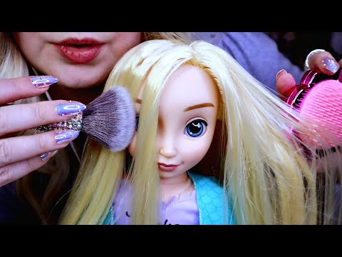 ASMR Doll Hair Brushing & Playing / Doll Sculp Massage & Head Scratching / Soft Spoken