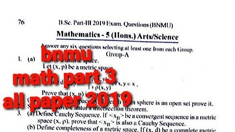bnmu b.sc part 3 2019 math all paper qustions b n mandal university and purnea.....