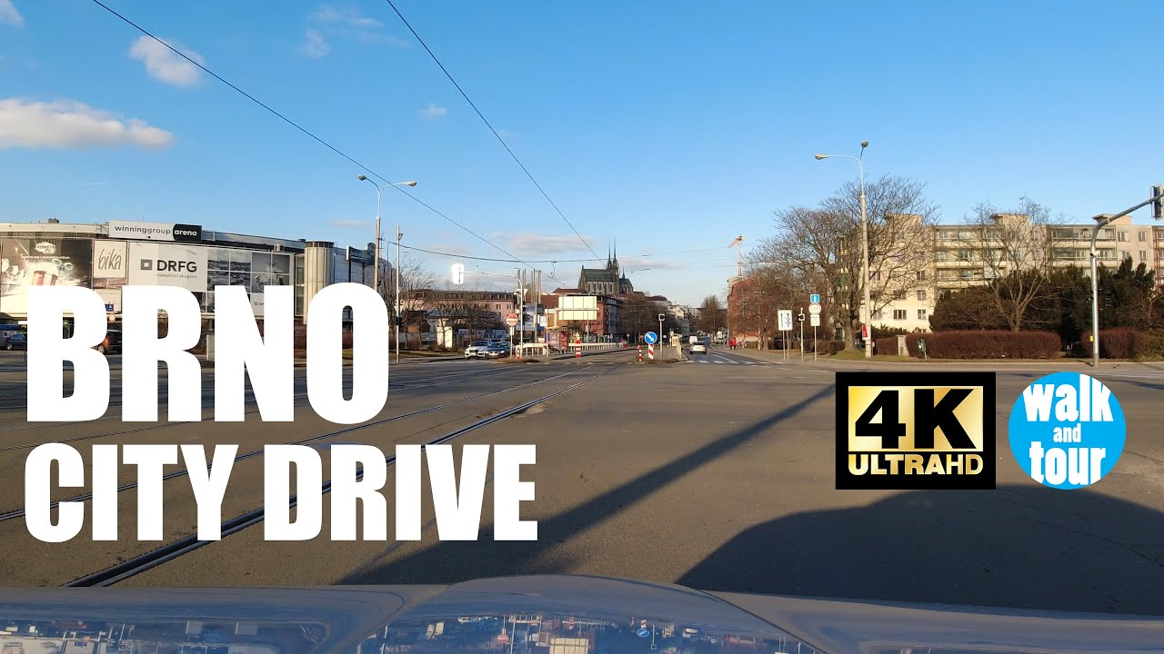 Evening Drive in Brno City Center in 4K UHD (60 fps)
