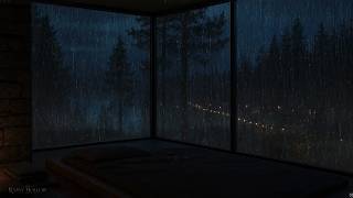 Soft Rain on a Stone Cabin Window | Rain & Distant Thunder for Deep Sleep — 8 Hours
