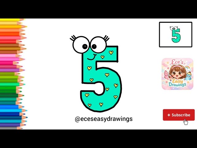 How to Draw a Cute Number Five ( 5 )| Cute & Easy Drawing for Kids