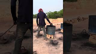 Turning clay into strength — bricks burning in the kiln." #vairalvideo #bricks