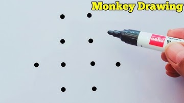 How To Draw Monkey Step By Step From 10 Points | Easy Monkey Drawing For Beginners