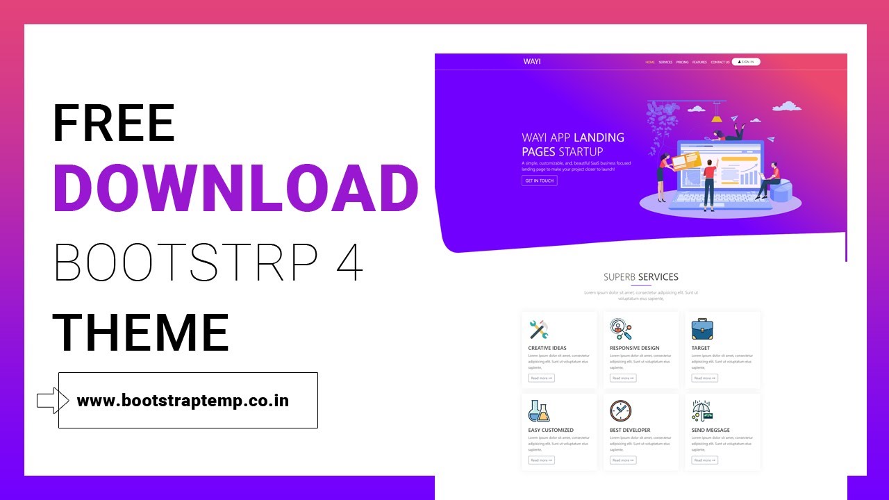 Free Download Bootstrap 4 - Wayi landing Page