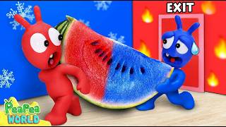 Pea Pea & Friends Escape Hot vs Cold Maze 🔥❄️ Can They Find the Way Out  😱
