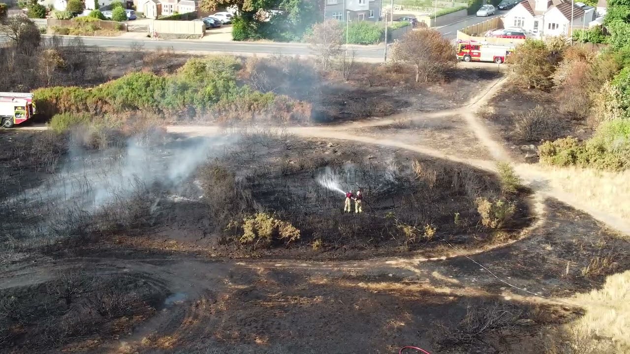 Firefighters from HIWFRS and DWFRS tackle large gorse fire in Pennington Common, Hampshire