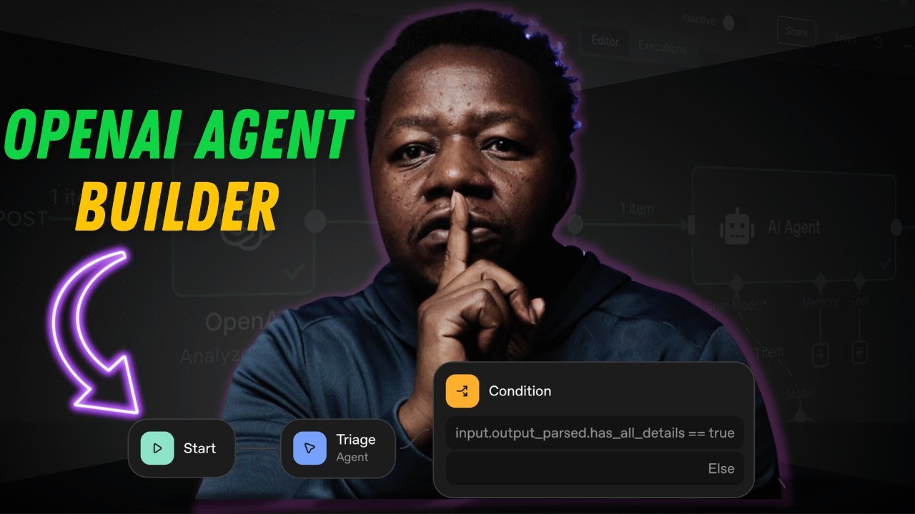 OpenAI Agent Builder interface showing visual workflow creation
