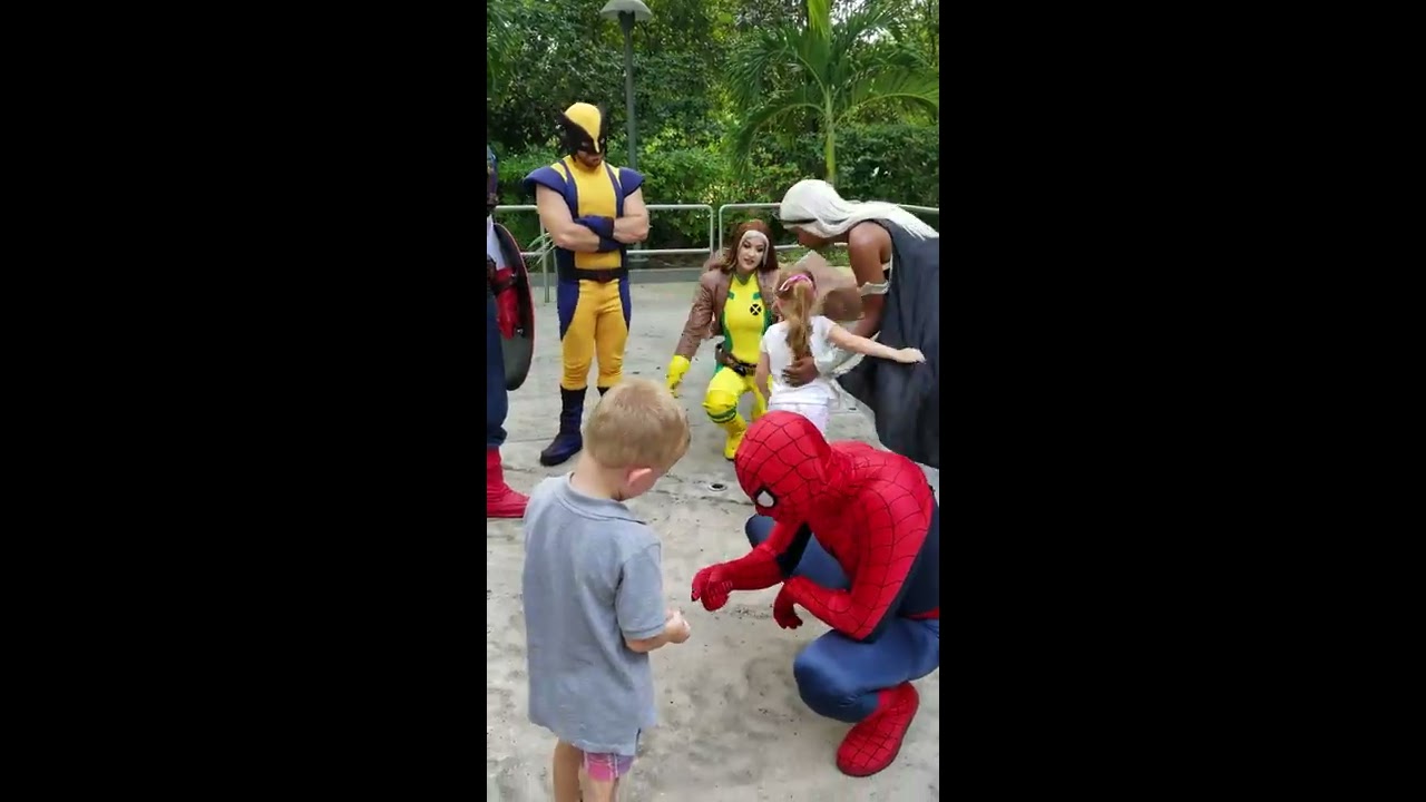 Universal Studios Private Marvel Superheroes Meet & Greet.  Spider-Man, Storm, Raven, Wolverine.