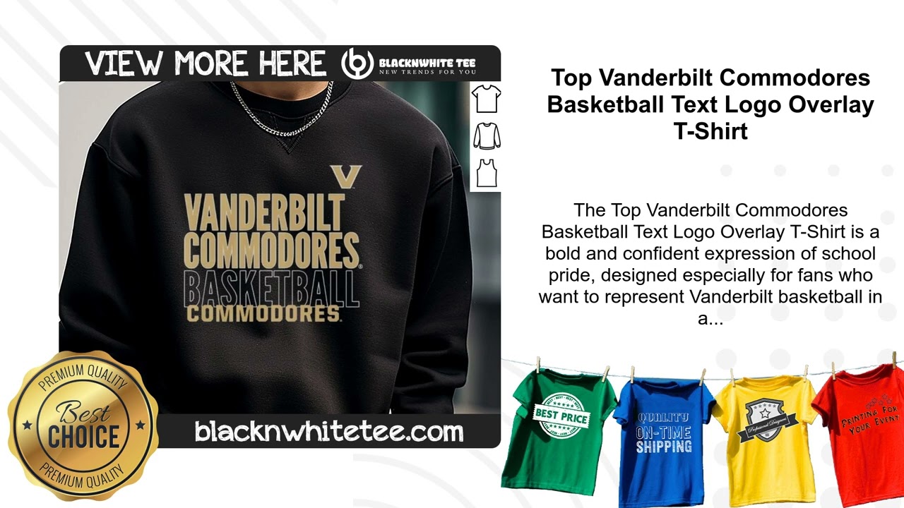 Top Vanderbilt Commodores Basketball Text Logo Overlay T-Shirt
