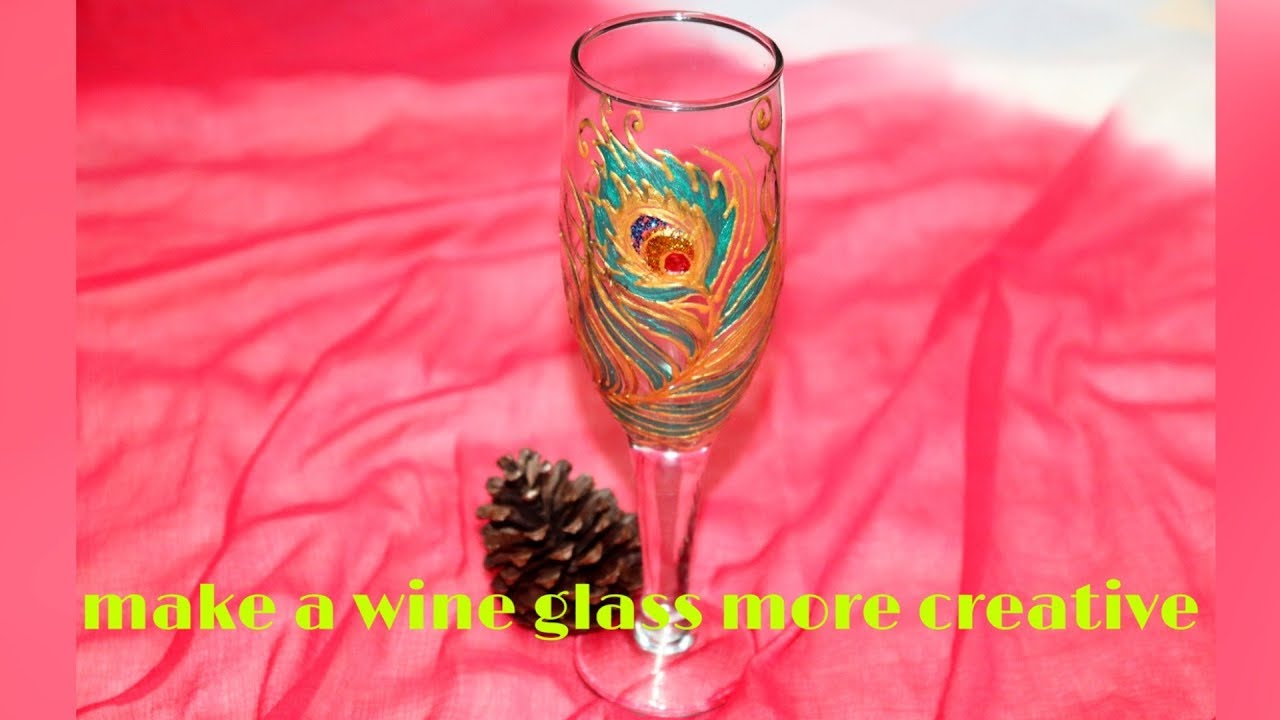Glass painting on wine glass YouTube