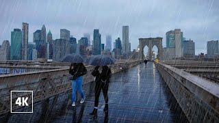 RAINY WALK along the Brooklyn Bridge, NYC