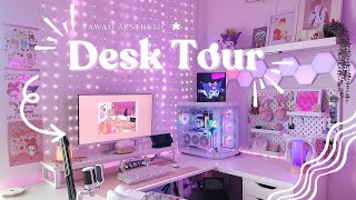 kawaii aesthetic desk tour | pink gaming setup,  pc build,  desk inspo (2024) #desksetup