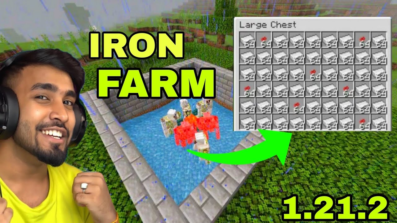 MINECRAFT BIGGEST IRON FARM 🔥||😍 IN 1.21+ POCKET EDITION AND JAVA🔥 ...