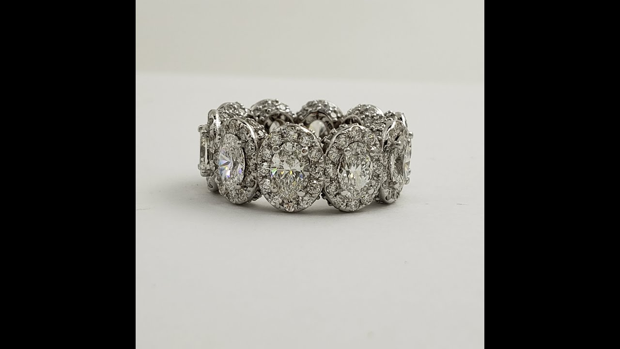 14k White Gold Oval Cut Diamond Eternity Band