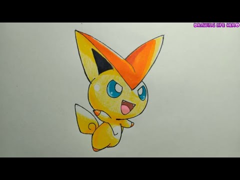 Tranh Tô Màu Pokemon Cute - Cách vẽ pokemon huyền thoại Victini siêu cute và dễ thương