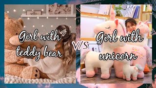 Girl with teddy bear v/s Girl with unicorn /Try this photoshoot 📸 /@s.rstudio screenshot 5