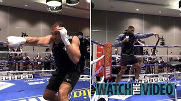 Anthony Joshua and Kubat Pulev workout for the press ahead of their big fight