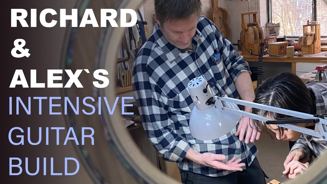 Paul Aguilera's 2025 Intensive 14 day Guitar building course with students: Richard and Alex