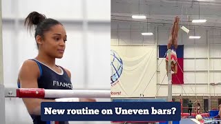 Melanie de Jesus dos Santos is training a NEW Skill on Uneven bars - New routine?