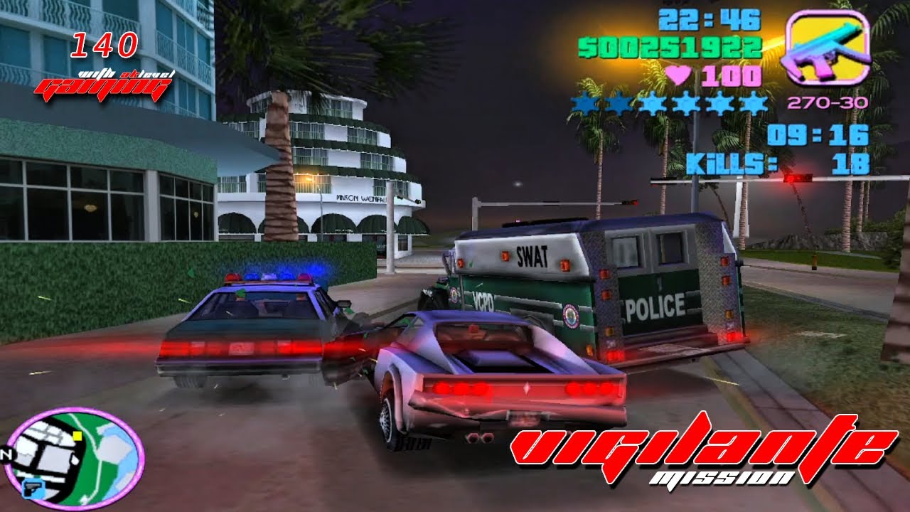 GTA Vice City Миссия "Мститель" EP 140 🔥 | Хаос в фургоне спецназа и ночная погоня полиции | Игры...