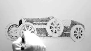 Time Lapse Drawing a Bugatti Type 35B Lesson 6
