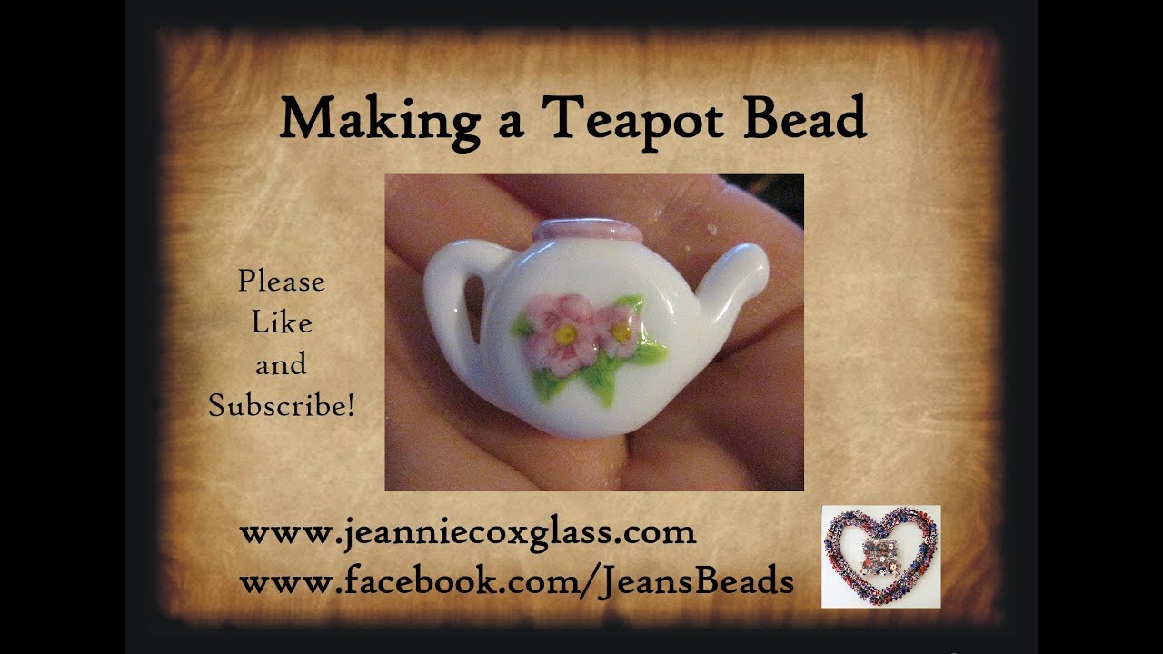Teapot Lampwork Glass Bead by Jeannie Cox