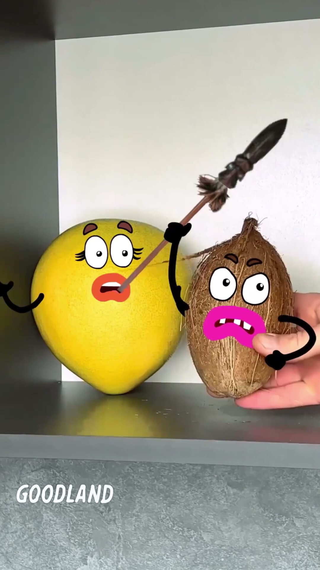 Goodland | Pomelo and coconut kissing ? #doodles #animation #cartoon #GOODLAND