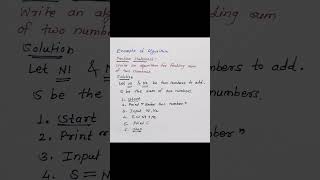 Algorithm for finding Sum of two numbers