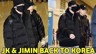 Bts Jungkook & Jimin Back To Korea After Filming Documentary Jikook グクミン Airport Arrival 231128