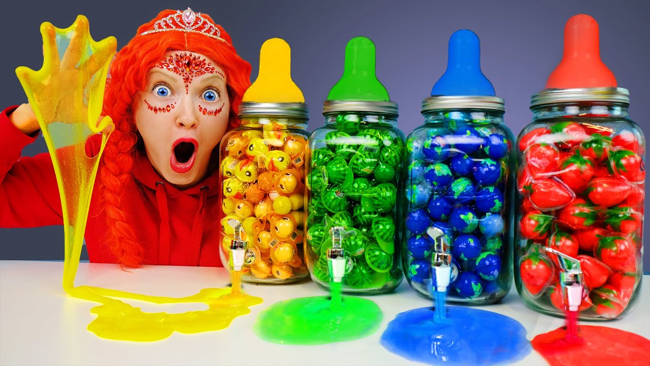 Mukbang Giant Color Bottle Candy drink 컬러 보틀 캔디 젤리 먹방 by JELLY BOBA