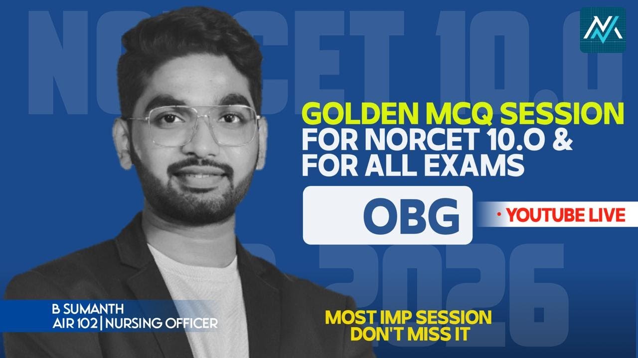 Important MCQs Discussion By Sumanth I NORCET 10.0 Must Study I MEDsee Nursing