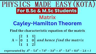 Eigenvalues and eigenvectors of the matrix; cayley-hamilton theorem and orthogonal transformation;